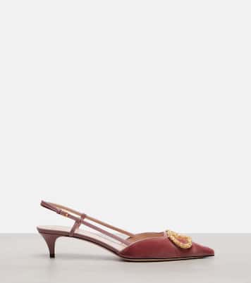 VLogo 40 velvet slingback pumps | Valentino Garavani