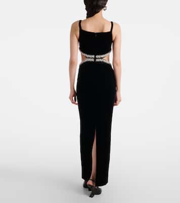 Verziertes Maxikleid aus Samt | Self-Portrait