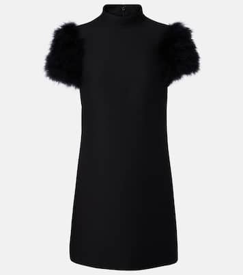 Crepe Couture feather-trimmed minidress | Valentino