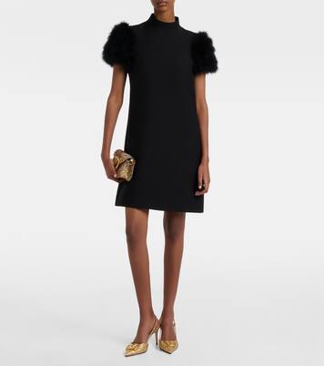 Crepe Couture feather-trimmed minidress | Valentino