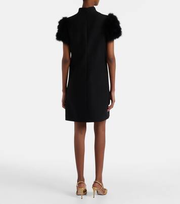 Crepe Couture feather-trimmed minidress | Valentino