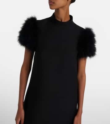 Crepe Couture feather-trimmed minidress | Valentino