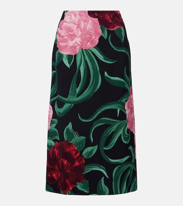 Floral satin pencil skirt | La DoubleJ
