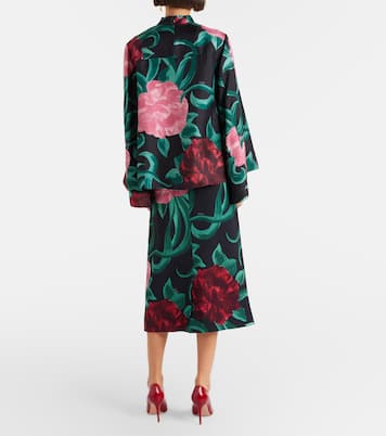 Floral satin pencil skirt | La DoubleJ