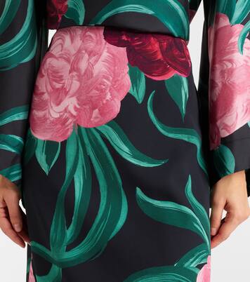 Floral satin pencil skirt | La DoubleJ