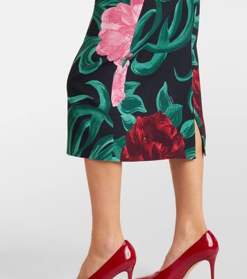 Floral satin pencil skirt | La DoubleJ