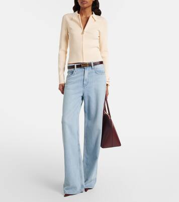 Mila ribbed-knit zip-up top | Victoria Beckham