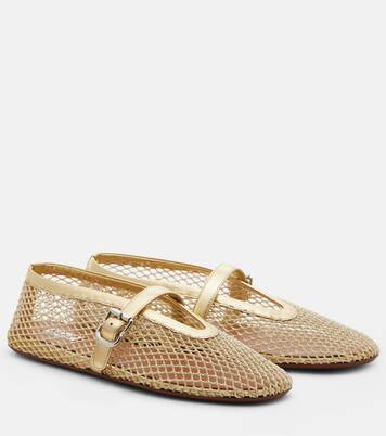 Leather-trimmed fishnet ballet flats | Alaïa