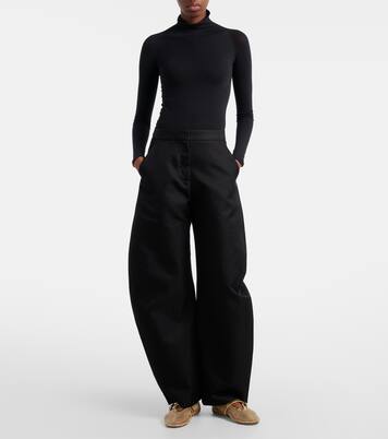 Leather-trimmed fishnet ballet flats | Alaïa