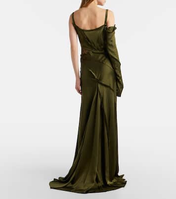 Asymmetric lace-trimmed satin gown | Blumarine
