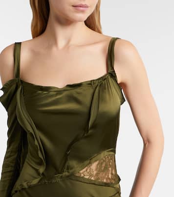 Asymmetric lace-trimmed satin gown | Blumarine