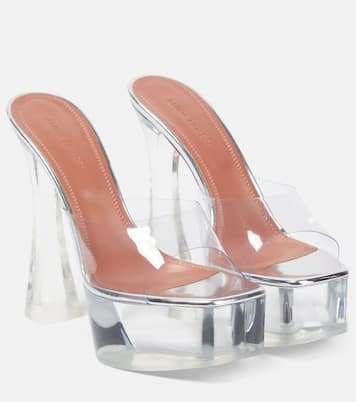 Dalida Glass PVC platform mules | Amina Muaddi