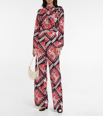 Pantaloni in seta crêpe de chine con stampa | Valentino