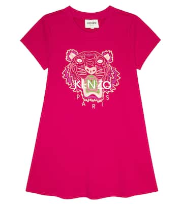 Logo-embroidered cotton dress | Kenzo Kids