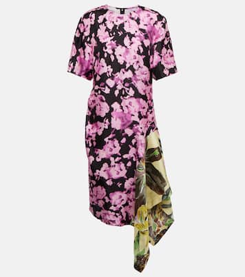 Asymmetric floral satin minidress | Dries Van Noten
