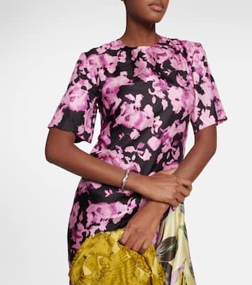 Asymmetric floral satin minidress | Dries Van Noten