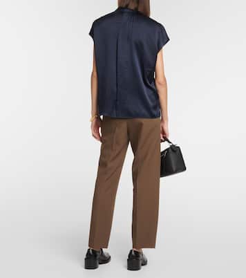 Ruched silk satin blouse | Vince