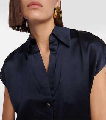 Ruched silk satin blouse | Vince