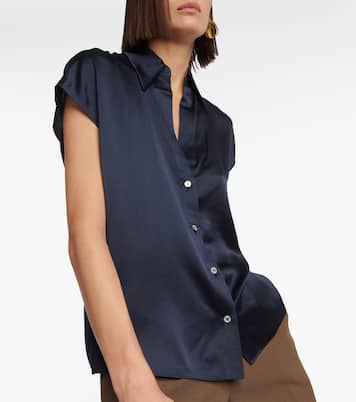 Ruched silk satin blouse | Vince