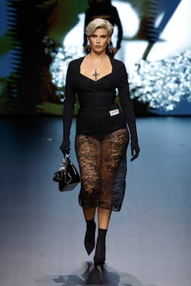 x Kim Kardashian lace high-rise midi skirt | Dolce&Gabbana