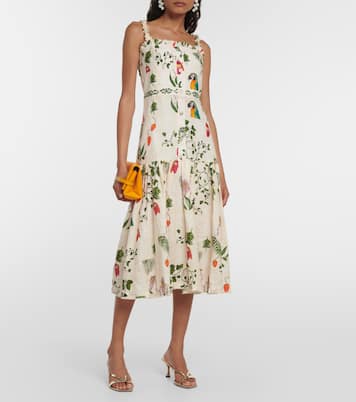 Níspero Boquet floral linen midi dress | Agua by Agua Bendita