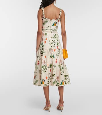 Níspero Boquet floral linen midi dress | Agua by Agua Bendita