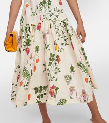 Níspero Boquet floral linen midi dress | Agua by Agua Bendita