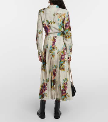 Floral pleated satin shirt dress | Tory Burch