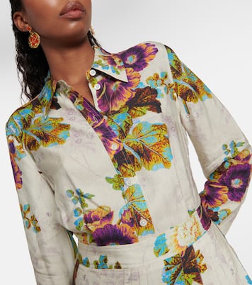 Floral pleated satin shirt dress | Tory Burch