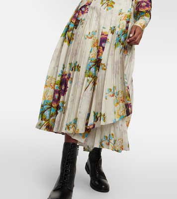 Floral pleated satin shirt dress | Tory Burch