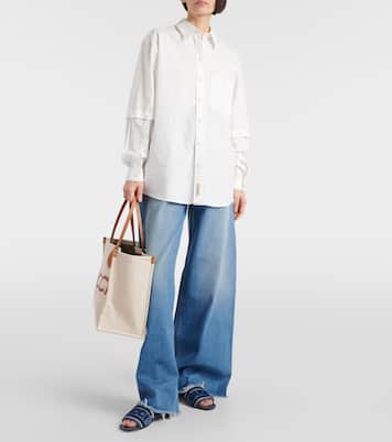 Pantoletten Gucci Script aus Denim | Gucci