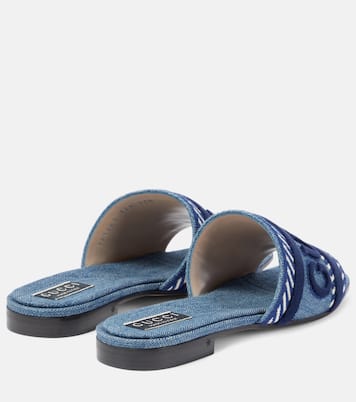 Pantoletten Gucci Script aus Denim | Gucci