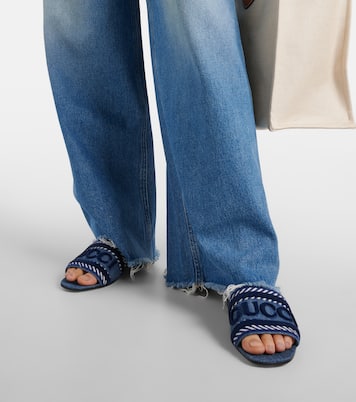 Pantoletten Gucci Script aus Denim | Gucci