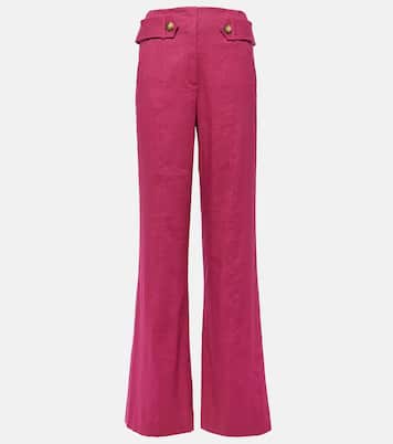 Sunny linen-blend twill flared pants | Veronica Beard