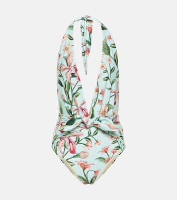 Mangostino floral halterneck swimsuit | Agua by Agua Bendita