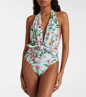 Mangostino floral halterneck swimsuit | Agua by Agua Bendita