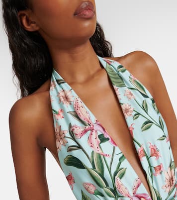Mangostino floral halterneck swimsuit | Agua by Agua Bendita