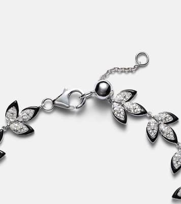 Bracelet Enamel Leaf en or blanc 18 ct et diamants | Kamyen