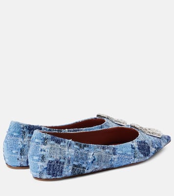 Verzierte Ballerinas Camelia 90 aus Tweed | Amina Muaddi