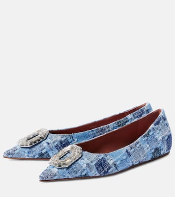 Verzierte Ballerinas Camelia 90 aus Tweed | Amina Muaddi