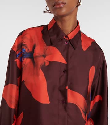 Camicia in raso di seta con stampa | McQueen
