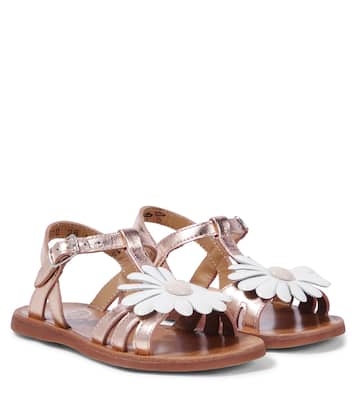 Sandalen Plagette Big Flo aus Metallic-Leder | Pom d'Api