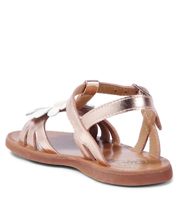 Sandalen Plagette Big Flo aus Metallic-Leder | Pom d'Api