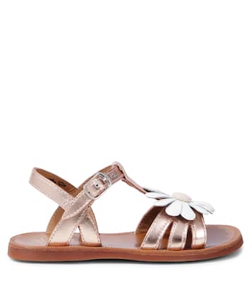 Sandalen Plagette Big Flo aus Metallic-Leder | Pom d'Api