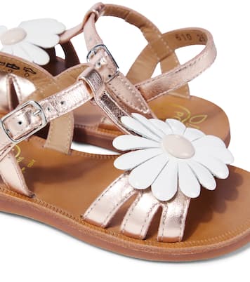 Sandalen Plagette Big Flo aus Metallic-Leder | Pom d'Api