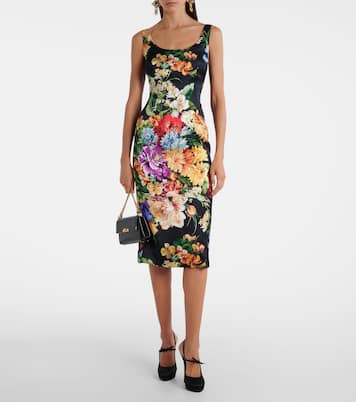 Vestido midi de satén floral | Dolce&Gabbana