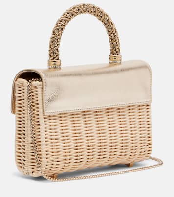 Jewel Efflorescence Mini rattan tote bag | Roger Vivier