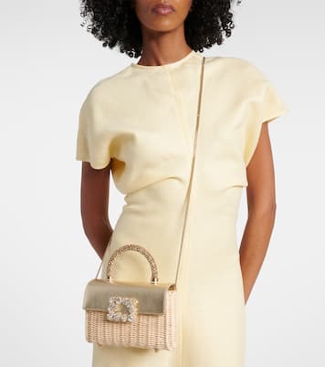 Jewel Efflorescence Mini rattan tote bag | Roger Vivier