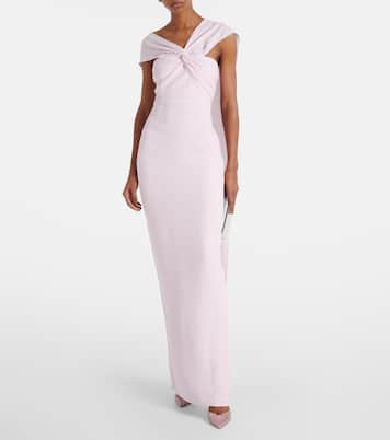 Scarf-detail asymmetric cady gown  | Roland Mouret