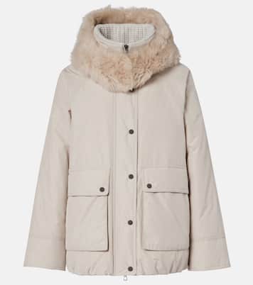 Leather-trimmed down jacket | Brunello Cucinelli